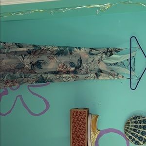 Light blue, dark blue, and light pink floral dress